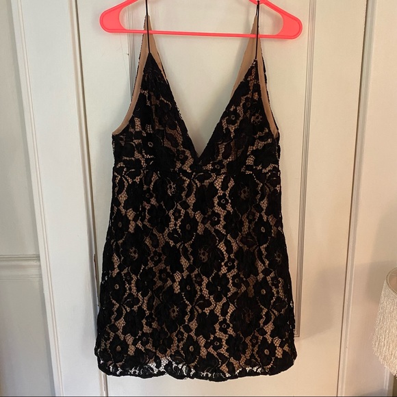 NWOT Free People Dangerous Lace Black Mini Dress Size 10 - Picture 4 of 5